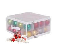 Relaxdays boîte de Rangement pour Boules de Noël 32 pièces HxLxP 18×36×36 cm Plastique/Carton Transparent/Blanc