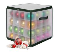 Relaxdays Boîte de Rangement pour Boules de Noël, 64 Boules, h x l x p : 36 x 36 x 36 cm, Plastique, Carton, boîte à Boules Transparent/Vert