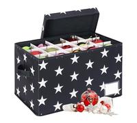 Relaxdays Boîte de rangement pour décorations de Noël, 30 boules, H x L x P : 26,5 x 42,5 x 26 cm, polyester, carton.