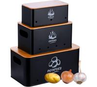 relaxdays Boîte de rangement, set de 3 couvercles en bambou