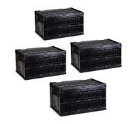 Relaxdays Boîte de Transport, Lot de 4, Stable, pour Commerce, de qualité 60 litres HxlxP 32,5x58,5x39,5cm, Noir