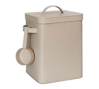 Relaxdays Boîte en métal, 6,5 l, boîte de Rangement avec Aide au Dosage, Nourriture pour Animaux et café, hermétique, Poudre à Laver, Beige