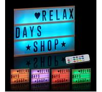 Relaxdays boîte lumineuse avec changement de couleurs, 85 lettres et symboles, 3 lignes, avec des batteries, blanc