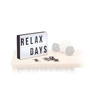 Relaxdays Boîte lumineuse LED blanc Lightbox personnalisable 60 signes lettres chiffres HxlxP: 15 x 21 x 4 cm, blanc/noir