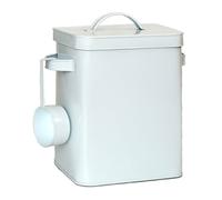 Boîte métallique Relaxdays, 6,5 L de Rangement avec doseur, pour Aliments et denrées, hermétique, Blanche