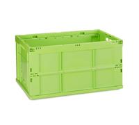 Relaxdays Boîte Pliable Couvercle Caisse de Rangement Plastique Coffre Transport 60 litres 31,5 x 58,5 x 40 cm, Vert