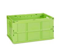 Relaxdays Boîte Pliable Couvercle, Lot de 10, Caisse de Rangement, Plastique, Coffre Transport 60 litres 31,5 x 58,5 x 40 cm, Vert