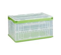 relaxdays boîte pliante 60.0 l transparent/vert 59.5 x 39.5 x 31.5 cm