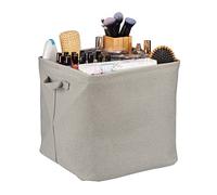 Relaxdays Boîte pour Rangement en Tissu, Pliable, Organiseur, HLP : 33x33x33 cm, Caisse à poignées, Salle de Bain, Gris