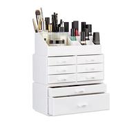 Relaxdays Boîte rangement maquillage Make up organisateur cosmétiques tiroirs compartiments, blanc