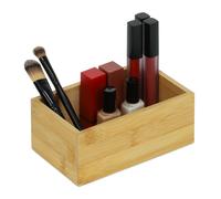 Relaxdays Boîte en Bambou, HxLxP 6,5x16,5x10 cm, Rangement Cuisine, Salle de Bain, Bureau, Solide, Multi-usages, Nature