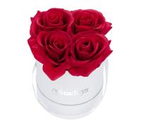Relaxdays Boîte ronde, 4, Bac à roses blanc, conservable 10 ans, Idée cadeau, rouge, 14 x 13 x 13 cm