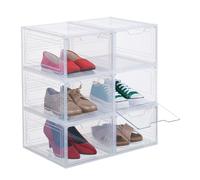 Relaxdays Boîtes à Chaussures, Lot de 6, avec Porte, empilables, Pointure jusqu'à 50, casier de Rangement, Transparentes