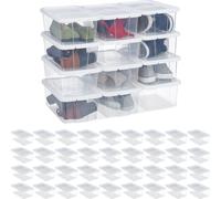 relaxdays Boîtes à chaussures en plastique, set de 48 pièces, blanc