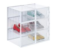 Relaxdays boîtes à Chaussures, Lot de 6, empilables et Pliables, boîte Rangement, Pointure 45, Plastique, Transparentes