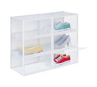 Relaxdays boîtes à chaussures, lot de 6, sneakers, escarpins, transparentes | pointure 48, trous d'aération, plastique