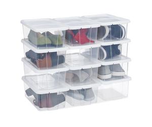 Relaxdays Boîtes à chaussures noires lot de 48