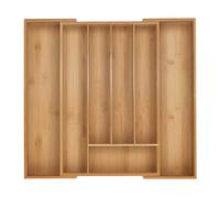 Relaxdays Boîtes à Couverts, Range-Couverts Extensible en Bambou, 5-7 Compartiments, HxLxP: 5 x 30,5-50 x 47 cm, Naturel