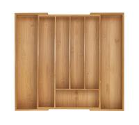 Relaxdays Boîtes à Couverts, Range-Couverts Extensible en Bambou, 5-7 Compartiments, HxLxP: 5 x 31-50 x 45 cm, Naturel