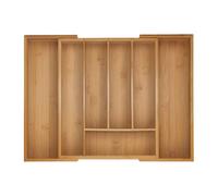 Relaxdays Boîtes à Couverts, Range-Couverts Extensible en Bambou, 5-7 Compartiments, HxLxP: 5x29,5-47,5x38 cm, Naturel