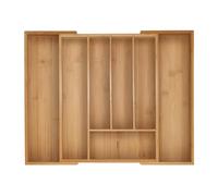 Relaxdays Boîtes à Couverts, Range-Couverts Extensible en Bambou, 5-7 Compartiments, HxLxP: 5x29,5-47,5x38 cm, Naturel