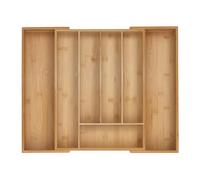 Relaxdays Boîtes à Couverts, Range-Couverts Extensible en Bambou, 5-7 Compartiments, HxLxP: 5x32,5-53,5x43 cm, Naturel