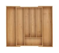 Relaxdays Boîtes à Couverts, Range-Couverts Extensible en Bambou, 5-7 Compartiments, HxLxP: 6 x 34-56 x 50 cm, Naturel