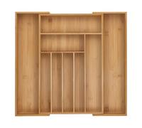 Relaxdays Boîtes à Couverts, Range-Couverts Extensible en Bambou, 7-9 Compartiments, HxLxP: 5 x 30,5-50 x 47 cm, Naturel