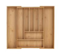 Relaxdays Boîtes à Couverts, Range-Couverts Extensible en Bambou, 7-9 Compartiments, HxLxP: 5 x 31-50 x 45 cm, Naturel