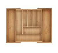 Relaxdays Boîtes à Couverts, Range-Couverts Extensible en Bambou, 7-9 Compartiments, HxLxP: 5x28-44,5x33,5 cm, Naturel