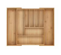 Relaxdays Boîtes à Couverts, Range-Couverts Extensible en Bambou, 7-9 Compartiments, HxLxP: 5x29,5-47,5x38 cm, Naturel