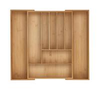 Relaxdays Boîtes à Couverts, Range-Couverts Extensible en Bambou, 7-9 Compartiments, HxLxP: 6 x 34-56 x 50 cm, Naturel