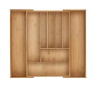 Relaxdays Boîtes à Couverts, Range-Couverts Extensible en Bambou, 7-9 Compartiments, HxLxP: 6 x 34-56 x 50 cm, Naturel