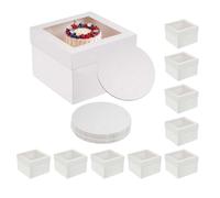 Relaxdays Lot de 10 boîtes à gâteaux, fenêtres et Plateaux, H : 20 x 30 x 30 cm, boîte à gâteau, Mariage, Restauration, Carton, Blanc