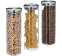 relaxdays Boîtes à provisions 28,0 cm de haut transparentes 1,8 l, 3 pcs.