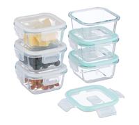 Relaxdays Boîtes Alimentaires en Verre, Lot de 6, Couvercle hermétique en Plastique, 320 ML, récipients, Transparents