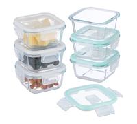 Relaxdays Boîtes Alimentaires en Verre, Lot de 6, Couvercle hermétique en Plastique, 520 ML, récipients, Transparents
