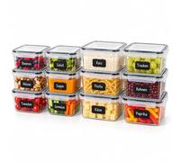 Relaxdays Boîtes alimentaires, transparentes | lot de 12, 520 & 1000 ml, plastique, clips hermétiques, micro-ondes