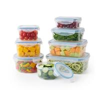Relaxdays Boîtes avec couvercle, lot de 8, hermétiques, transparentes