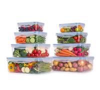 Relaxdays Boîtes de conservation hermétiques, transparentes, lot de 8, avec couvercle, compatibles lave-vaisselle