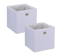 Relaxdays Boîtes de Rangement, caisses en Tissu, Lot de 2, HxLxP : 30,5 x 30,5 x 30,5 cm, bacs Pliables, Blanc