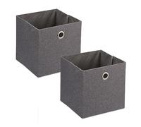 Relaxdays Boîtes de Rangement, caisses en Tissu, Lot de 2, HxLxP : 30,5 x 30,5 x 30,5 cm, bacs Pliables, Gris
