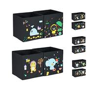 Relaxdays Boîtes de rangement enfants, Lot de 4, Autocollant mousse, orner panier à jouets, design C, 31x31x31cm, coloré