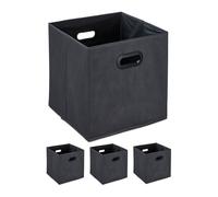 Relaxdays Boîtes de Rangement, Lot de 4, caisses Pliables, poignées, HxLxP: 32 x 33 x 33 cm, Tissu Non tissé, Anthracite