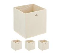 Relaxdays Boîtes de Rangement, Lot de 4, Pliables, H x L x P : 30 x 30 x 30 cm, œillet, caisses Pliables, Beige