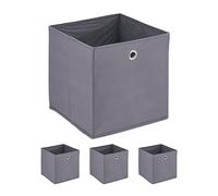 Relaxdays Boîtes de Rangement, Lot de 4, Pliables, H x L x P : 30 x 30 x 30 cm, œillet, caisses Pliables, Gris