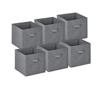 Relaxdays Boîtes de rangement pliables Lot de 6, 26,5 x 28 x 28 cm, poignée, gris