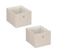Relaxdays Boîtes de Rangement, Petites caisses en Tissu, Lot de 2, HxLxP : 16 x 20,5 x 25 cm, bacs Pliables, Beige