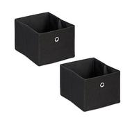 Relaxdays Boîtes de Rangement, Petites caisses en Tissu, Lot de 2, HxLxP : 16 x 20,5 x 25 cm, bacs Pliables, Noir