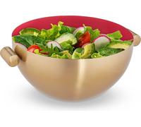 Relaxdays Saladier, INOX, diamètre 24,5 cm, mélangeur Rond pour Cuisiner et pour Le Service, Bol Cuisine, Or - Rouge